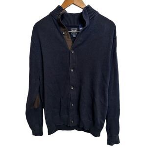 Men’s Chaps Navy Blue Sweaterbrown sueded elbows size Large